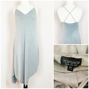 Topshop NWT Size 8 Gray Slip Dress Asymmetrical
